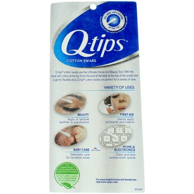 Q-TIPS COTTON SWABS FOR HYGIENE AND BEAUTY CARE ORIGINAL COTTON SWAB MADE WITH 100% COTTON 625 COUNT
