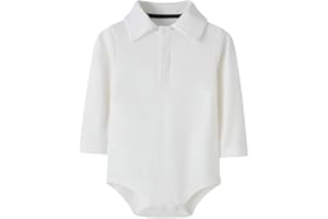Teach Leanbh Infant Baby Polo Bodysuit Cotton Long Sleeve Pure Color Shirt 3-24 Months (12 Months, White)