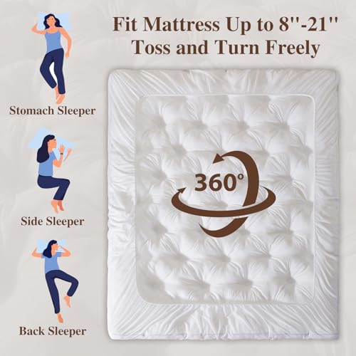 WhatsBedding 5 Inch Memory Foam Mattress Topper Queen Size, Supportive Fluffy Shredded Memory Foam Filled Pillow Top, Extra Soft Bed Topper with Deep Pocket, 60x80 in