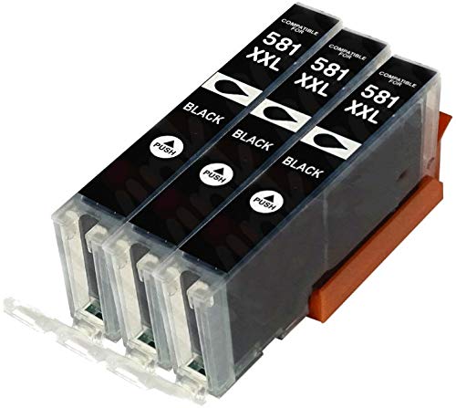 3x BLACK CLI-581BK XXL compatible ink cartridges for Pixma TR7550 TR8550 TS6150 TS6151 TS6251 TS6350 TS6351 TS705 TS8150 TS8152 TS8250 TS8251 TS8252 TS8351 TS8352 TS9150 TS9550 TS9551 TS9551C
