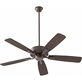 Quorum International Ovation 52" Ceiling Fan | 5-Blade | Oiled Bronze Finish | Weathered Oak Reversible Blades | Quiet 3-Spee