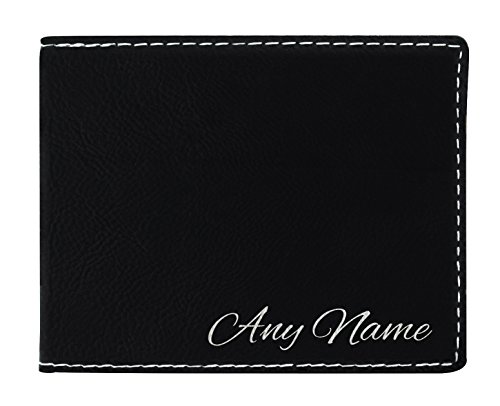 Personalized Wallets for Men Custom Your Name Personalized Dad Gifts Fathers Day Gifts for Dad Grandpa Graduation Gifts for Son Brother Laser Engraved Leatherette Bifold Wallet Black