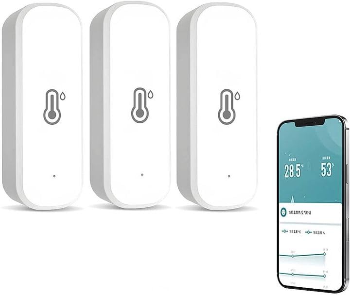 3Pcs WiFi Hygrometer Thermometer Sensor, Indoor Outdoor Wireless Temperature Humidity Sensor Monitor with Smart Alerts, High Precision WiFi Thermometer No Hub Required, Work with Alexa