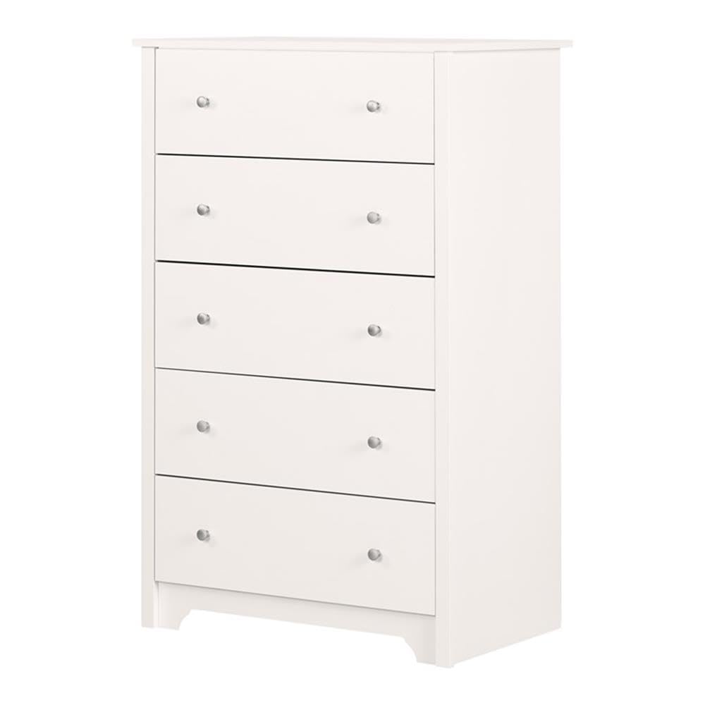 Photo 1 of **missing parts**South Shore Vito Collection 5-Drawer Dresser, 16.88"D x 31.5"W x 48.75"H, Pure White with Matte Nickel Handles