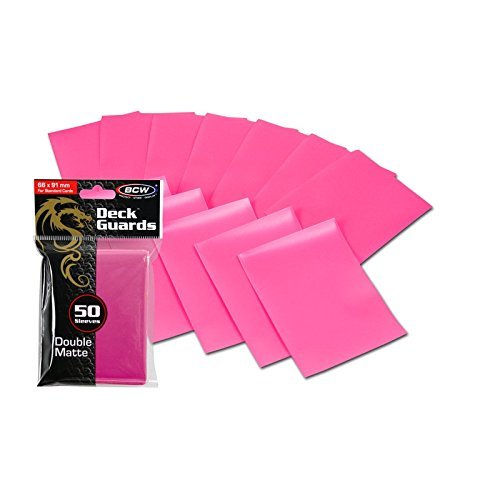50 Premium Pink Double Matte Deck Guard Sleeve Protectors for Gaming Cards like Magic The Gathering MTG, Pokemon, YU-GI-OH!, & More.