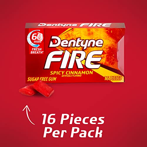 DENTYNE FIRE SPICY CINNAMON SUGAR-FREE CHEWING GUM, PACK OF 9 (144 TOTAL PIECES)
