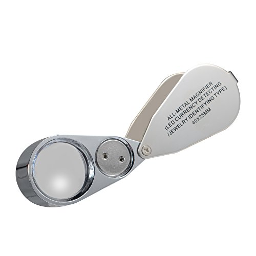 tmhome 40X Full Metal Illuminated Jewelers Loupe Magnifier with
