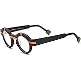 HEPIDEM Multicolor Acetate Glasses Frame Women,Oversize Round Optical Eyeglasses