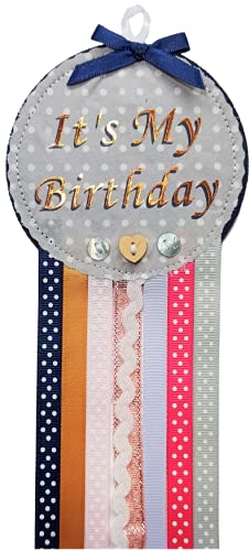 Ditsy Rosettes It's My Birthday Rosette Badge, Rose Gold, Greeting card Included