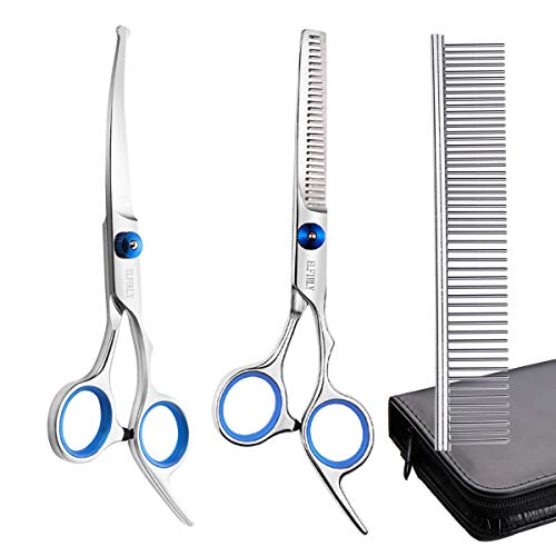 Elfirly Dog Grooming Scissors Set with Safety Round Tip (2 Pack