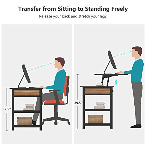 Tribesigns Rustic Lift Top Computer Desk with Drawers, 47 inch Writing