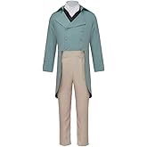 Fortunehouse Men's Victorian Fancy Outfit 18th Century Regency Tailcoat Vest Costume