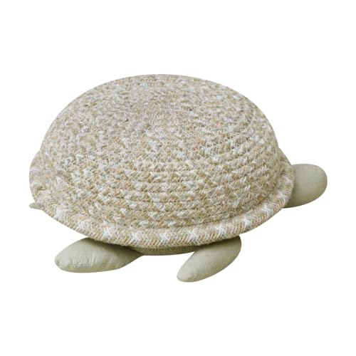 Lorena Canals Basket for Kids Baby Turtle. Olive Ivory Natural Size: 4" x 10" x 9"