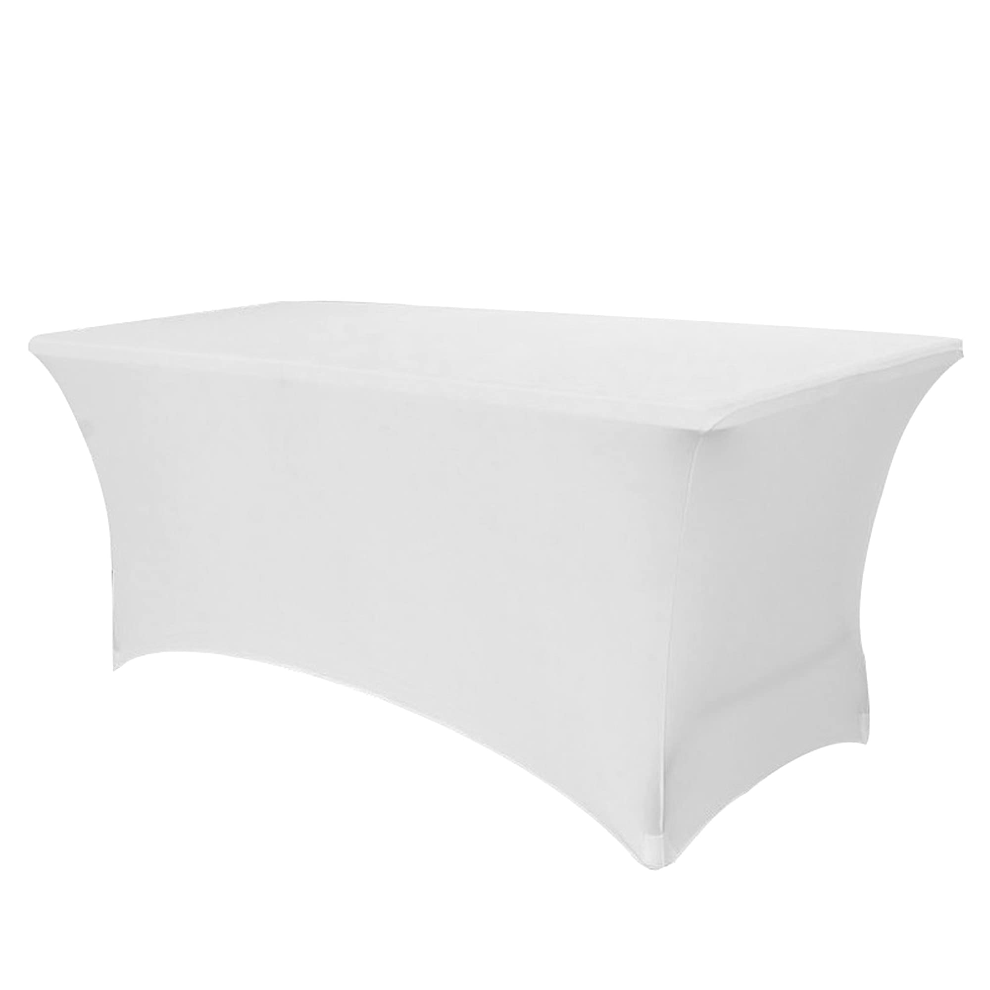 Time to Sparkle 2 PCS 8ft Stretch Spandex Table Cover for Standard Folding Tables - Universal Rectangular Fitted Tablecloth Protector for Wedding, Banquet and Party (White)