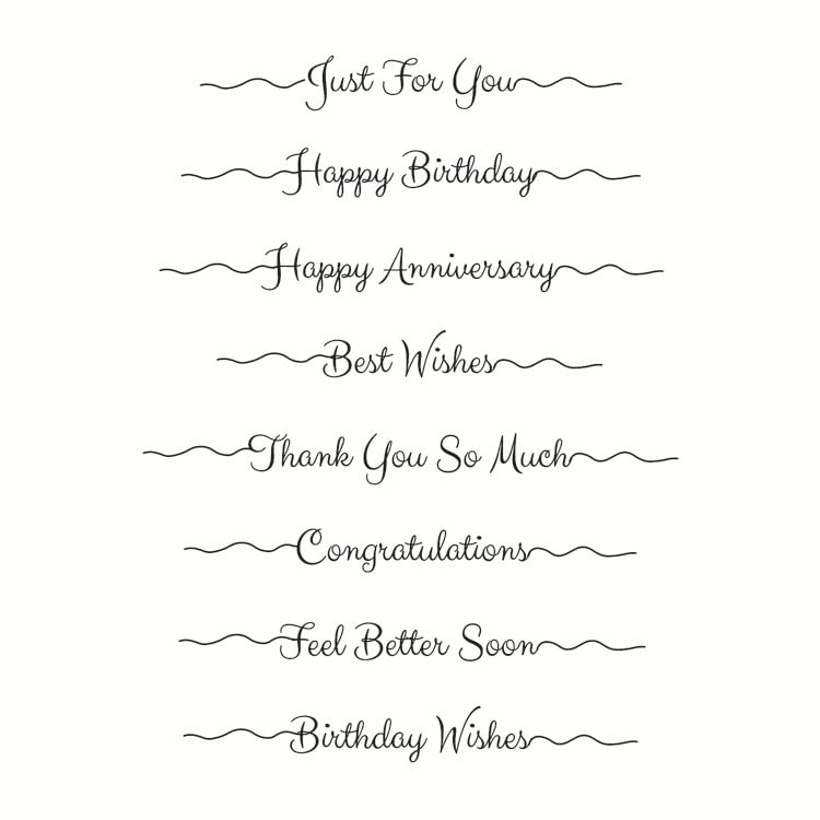 Happy Birthday Happy Anniversary Just for You Best Wishes Congratulations Sentiments Greeting Words Clear Stamps for Card Making Decoration and DIY Scrapbooking