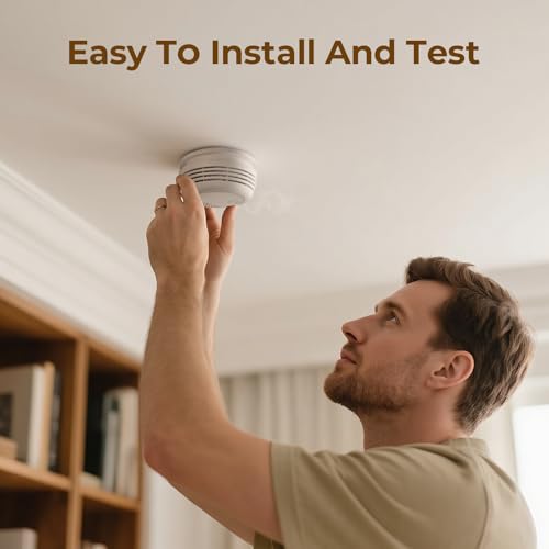Hapippofa Interlinked Smoke Alarms for Home,10 Year Sensor Life Fire Alarms with Test/Silent Button, Replaceable 9V Battery Powered Smoke Detector,Conforms to EN 14604 Standard,3 PCS