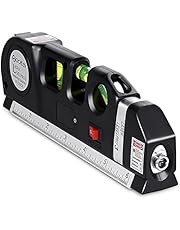 Qooltek Multipurpose Laser Level Laser Line 8 feet Measure Tape Ruler Adjusted Standard and Metric Rulers for hanging pictures