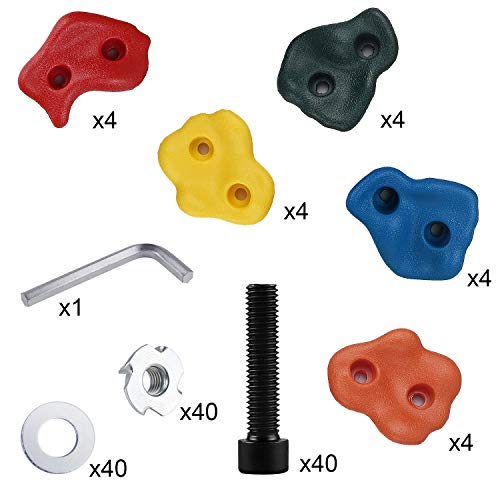 KINYONG 20 Climbing Holds,Rock Climbing Holds for Kids with Safety Rock