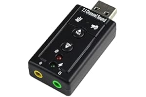 External USB Audio Sound Card Adapter 3D Virtual 7.1 USB Speaker Audio Card Compatible with PC Laptop Black