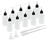 Inkurie 10 Pcs Precision Tip Applicator Bottles, 30ml Glue Squeeze Bottle Mini Needle Tip Glue Bottle With Dropper and Mini F