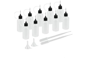 Inkurie 10 Pcs Precision Tip Applicator Bottles, 30ml Glue Squeeze Bottle Mini Needle Tip Glue Bottle With Dropper and Mini F