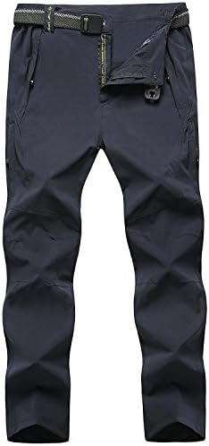 TBMPOY Men's Outdoor Quick-Dry Lightweight Waterproof Hiking Mountain Pants with Belt