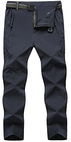 TBMPOY Men's Outdoor Quick-Dry Lightweight Waterproof Hiking Mountain Pants with Belt