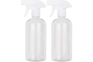 UUJOLY 17 oz Plastic Spray Bottle Trigger Empty Spray Bottles Clear Refillable Container for Water, Essential Oils, Hair, Cleaning Products, Adjustable Head Sprayer and Stream (2 Pack)