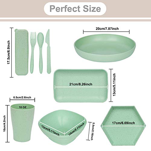 Deefong Dee Wheat Straw Plates Set,Lightweight Dinnerware Set