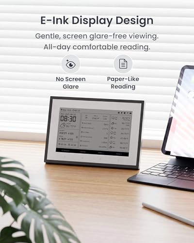 SwitchBot Smart E-Ink Weather Station, 7.5" Wireless Indoor & Outdoor Temperature and Humidity Monitor with Electronic Calendar, Compatible with Google, iCloud, Outlook and More