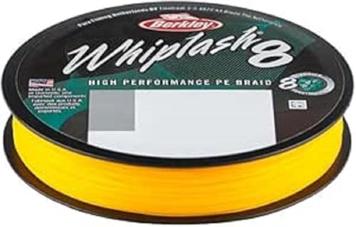 Berkley Whiplash8 Angelschnur, Superline, Raubfischangeln, Hecht, Barsch, Zander, Forelle, Unisex, Gelb, 0,2 mm | 27,7 kg | 27,7 kg | 300 m