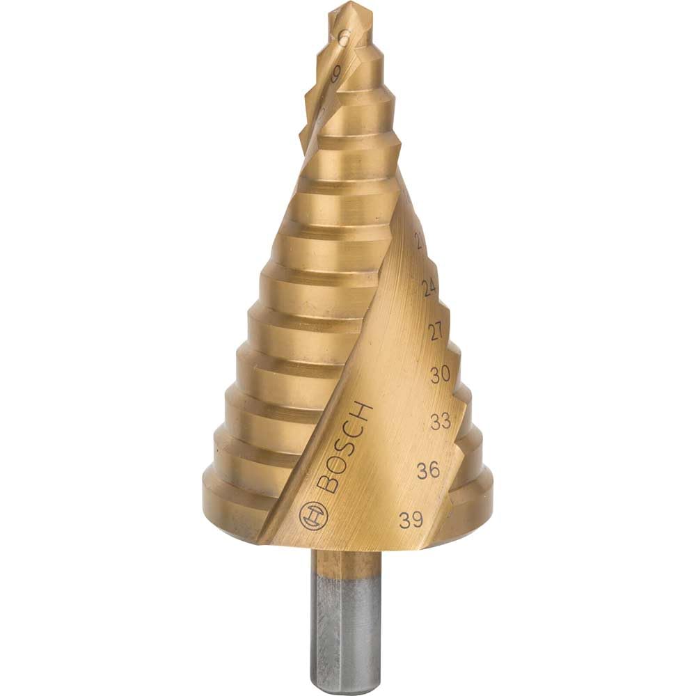 Bosch 2608587431 6/9/12/15/18/21/24/27/30/33/36/39 mm HSS-TiN Step Drill Bit