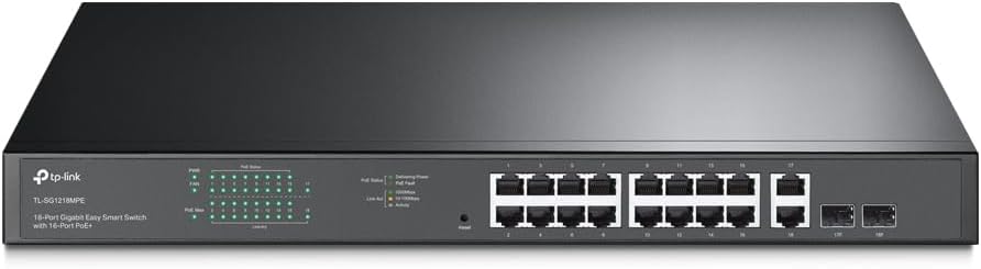 TP-Link TL-SG1218MPE 18 Port Gigabit Easy Smart PoE+ Switch 16x PoE+ 192W 2x SFP