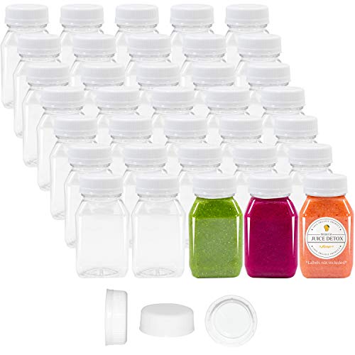 4 oz Empty Plastic Juice Bottles With Lids 98 Bulk Pack Small Clear