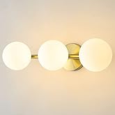 Bathroom Vanity Lights, 3-Light Bathroom Light Fixtures Gold Bathroom Lights, Mid Century Modern Brass Gold Vanity Light Dimm