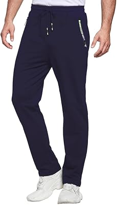 Pantalon Chandal Hombre Deportivos Hombres Pantalones Casuales de Holgado Rectos Jogger con Bolsillos de Cremallera Azul L