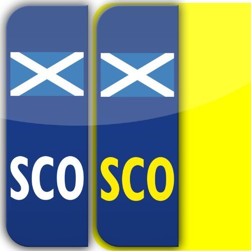 stika.co Set of 2 Scotland SCO Number Plate Stickers – Laminated Self-Adhesive Vinyl with Scottish Flag, Easy Application & UK Legal Compliance Post-Brexit