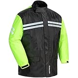 Tourmaster Shield Two-Piece Rainsuit Black/Hi-Viz (Black, Medium)