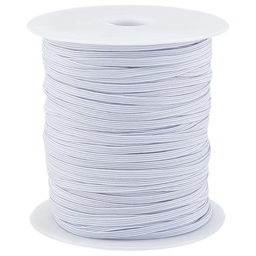 CABODYALS 91.44M 3mm White Elastic Band High Elasticity Fibre Flat Braid Rope Cord Heavy Stretch Knit Spools Bands for Sewing Making Pants Hair Hats Loop Ties Swimwears Bras Diy Craft Supply