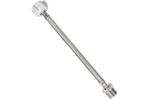 PLUMBINGMASTER 8 Inch Flexible Toilet Connector Extension, 7/8 female x 7/8 male Hose Adapter, Stainless Steel Braided Hose to Toilet Tank Compatible,1 pcs