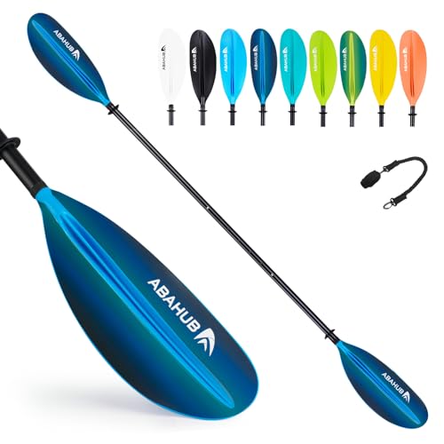 Abahub Paddle Kayak Adjustable 220cm to 240cm Double Aluminium Paddle with Paddle Line for Kayak Rowing Boat Canoe Black/White/Blue/Green/Orange/Yellow/Turquoise