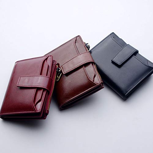 Women's Small Leather RFID Blocking Bifold Zipper Pocket Wallet Ladies