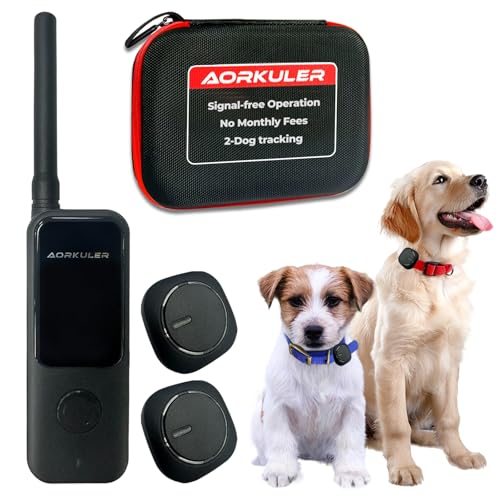 2-Pack Outdoor GPS Dog Tracker for Two Dogs – Real-Time Tracking, No Phone or Signal Needed, Perfect for Hiking, Camping, Farms, and Large Open Spaces, No Subscription Fees