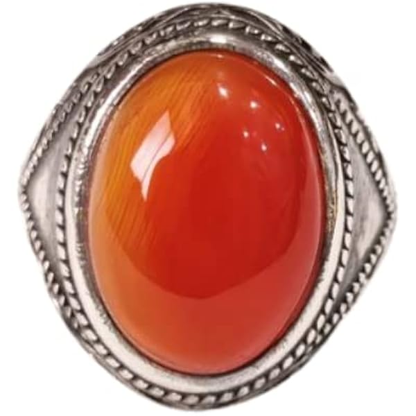 Handmade Eagle Head Ring - 925 Sterling Silver Gold Plated With Carnelian Stone, Men's Jewelry