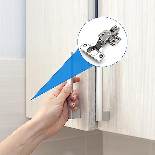 10 x Door Cupboard Hinges 110 Degree Fully Covering Kitchen Door Hinges with Built-in Damper Automatic Closing Mechanism Invisible Hinge for Cabinets