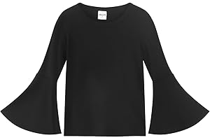 Noomelfish Girls Long Bell Sleeve Top Cute Western Shirts Blouse (5-12 Years)