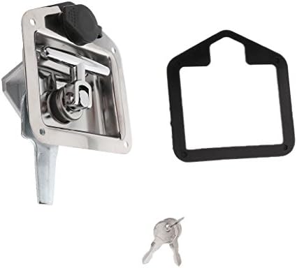 MonkeyJack Stainless Steel Folding T-Handle Safety Lock + 2 Keys Tool Box for Trailer Cabinet - Silver, 120mm120mm60mm