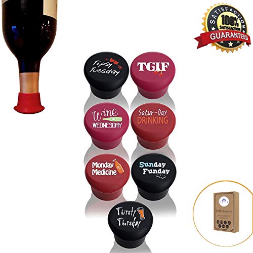 TKTM 7 Wine Stoppers Wine Set of 7 Funny Silicone Wine Reusable Caps