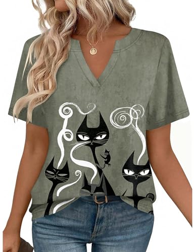 Zeagoo Cute Short Sleeve Tops for Women Casual V Neck T Shirts… at Amazon