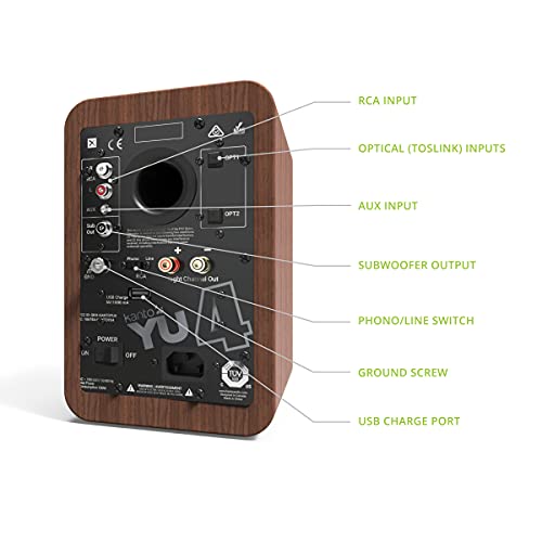 Kanto YU4WALNUT Powered Speakers with Bluetooth and Builtin Phono